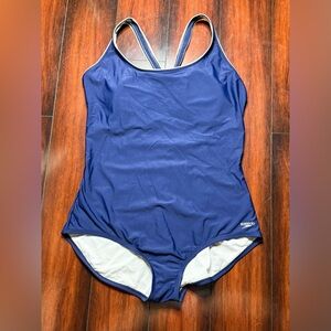 SPEEDO Women's Ultraback Navy Blue One Piece Swimsuit Athletic Size XXL